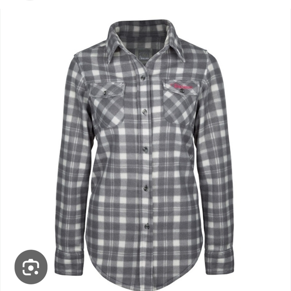 Pilote & Filles Gray & White Plaid Button-Up Shirt/ Fleese. XL - Picture 1 of 11
